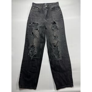 BDG Urban Outfitters Womens Distressed High-Rise Baggy Black Denim Jeans - 28x31